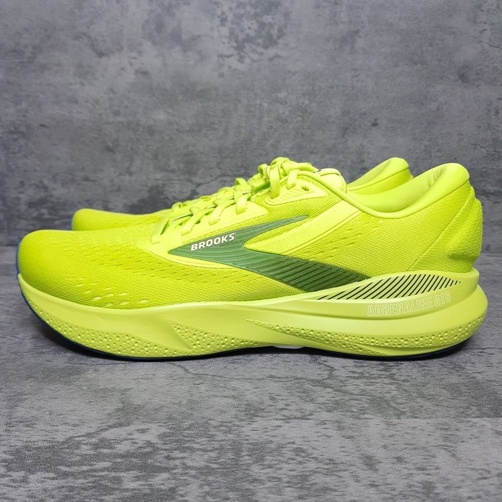 BROOKS Adrenaline GTS 24 Running Shoes Mens Size 9 D Acid Lime Navy Green‎